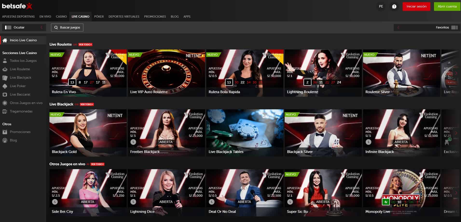Disfruta del casino en vivo y juega a tu juego favorito en Betsafe