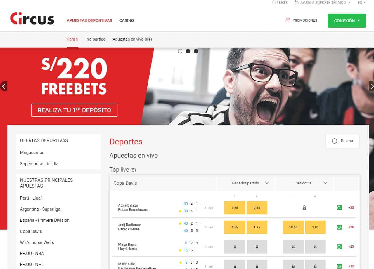 Disfruta en Circus de las mejores apuestas deportivas online