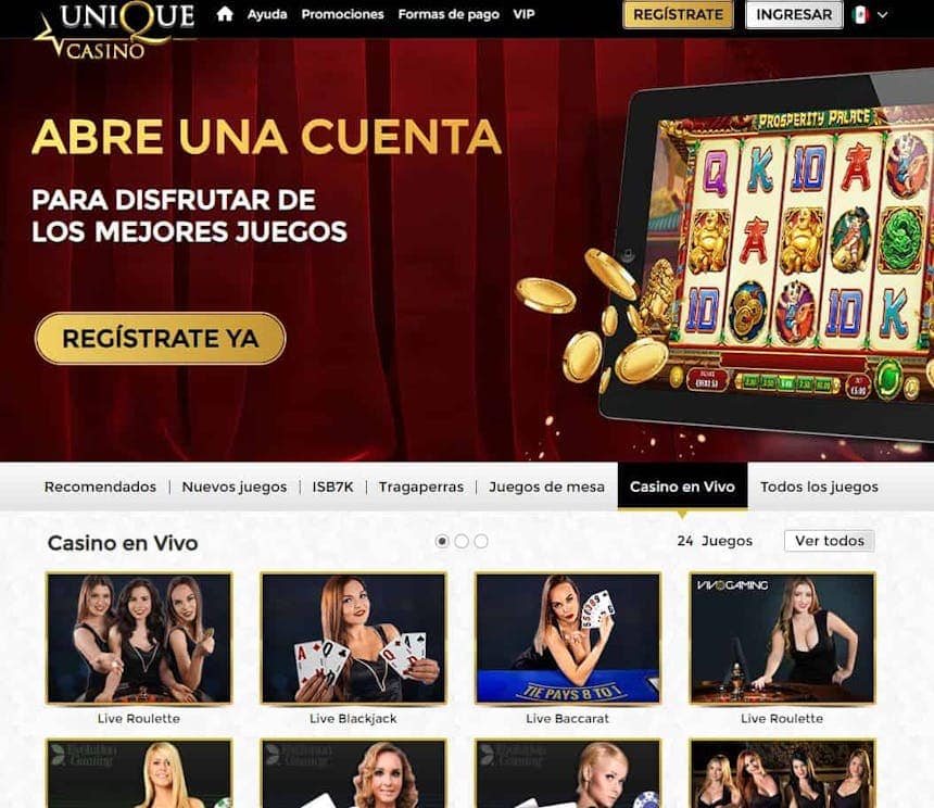 Disfruta del casino en vivo y juega a tu juego favorito en Uniquecasino