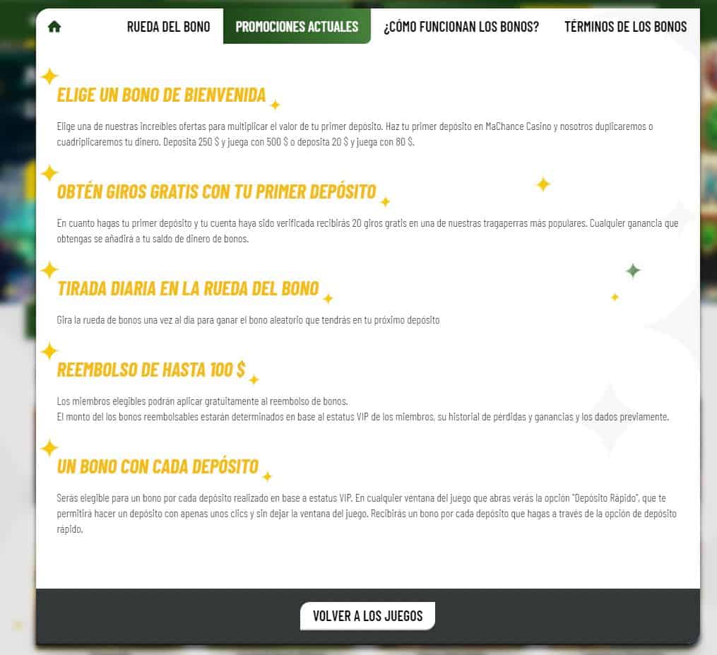 bono e promozione del machancecasino