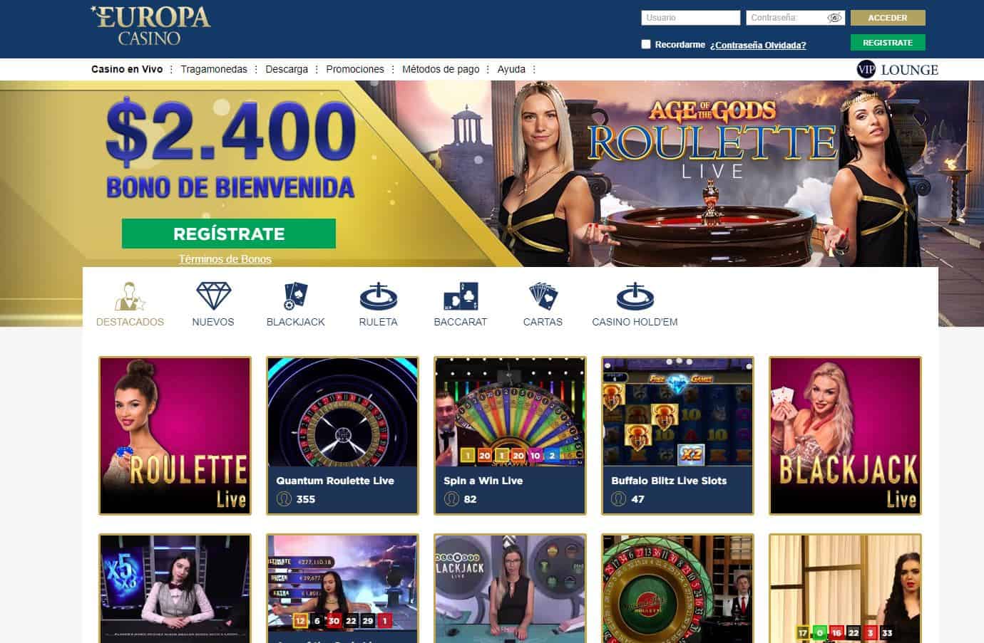 Disfruta del casino en vivo y juega a tu juego favorito en Europa Casino