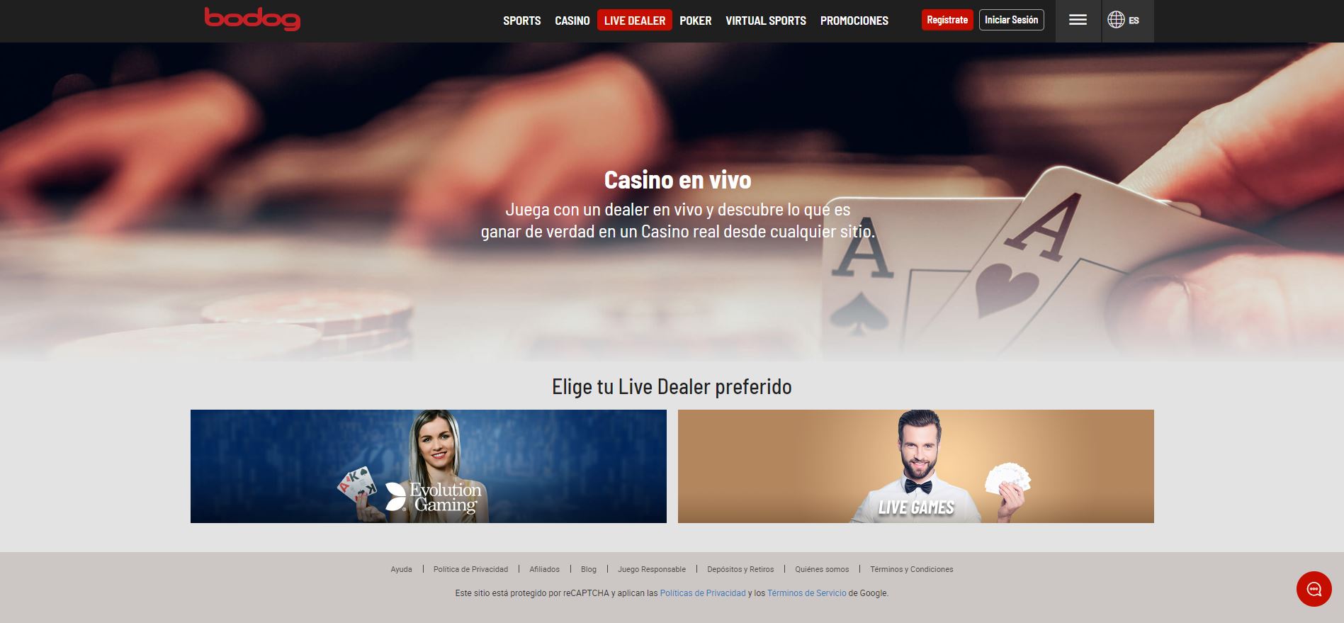 Disfruta del casino en vivo y juega a tu juego favorito en Bodog Chile