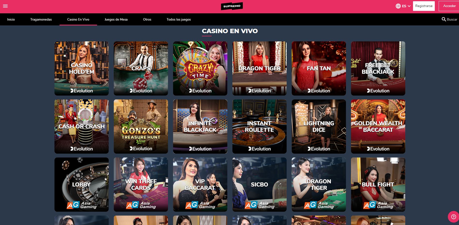 Disfruta del casino en vivo y juega a tu juego favorito en Supremo Chile