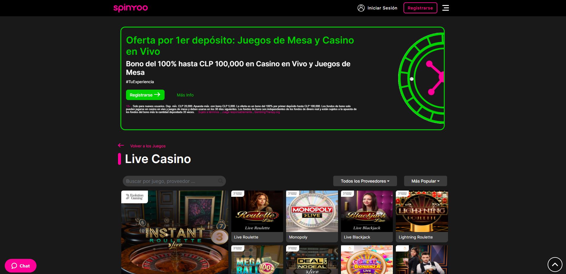 Disfruta del casino en vivo y juega a tu juego favorito en SpinYoo