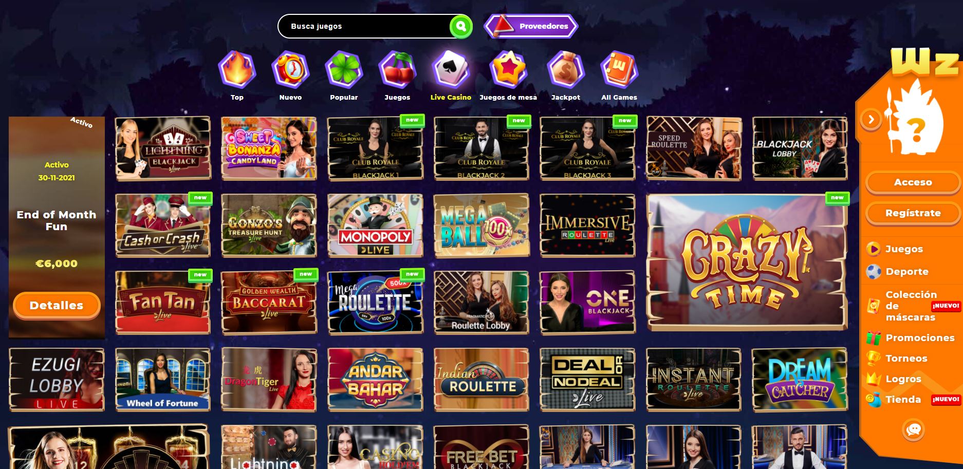 Disfruta del casino en vivo y juega a tu juego favorito en Wazamba Chile