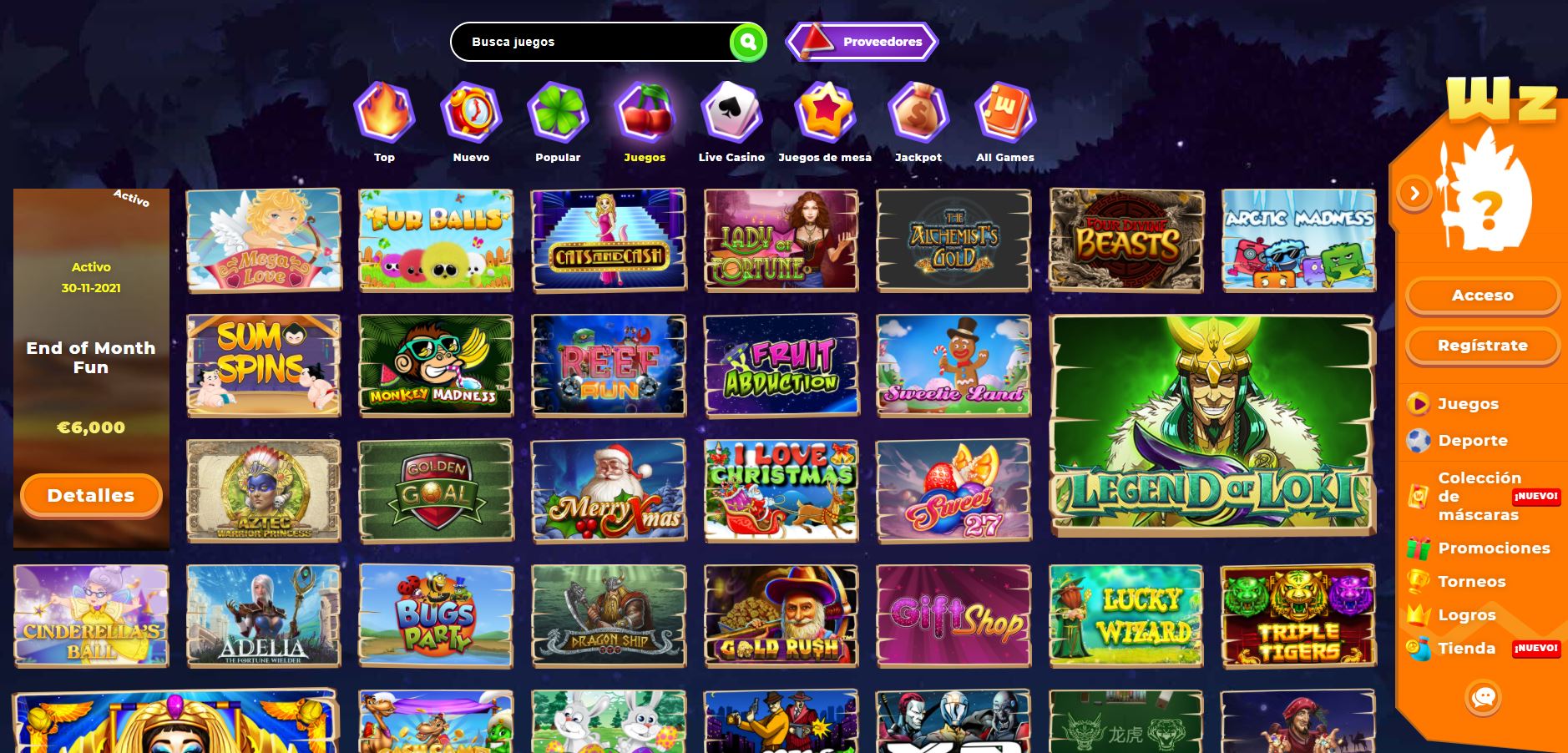 juegos de slot online en Wazamba Chile