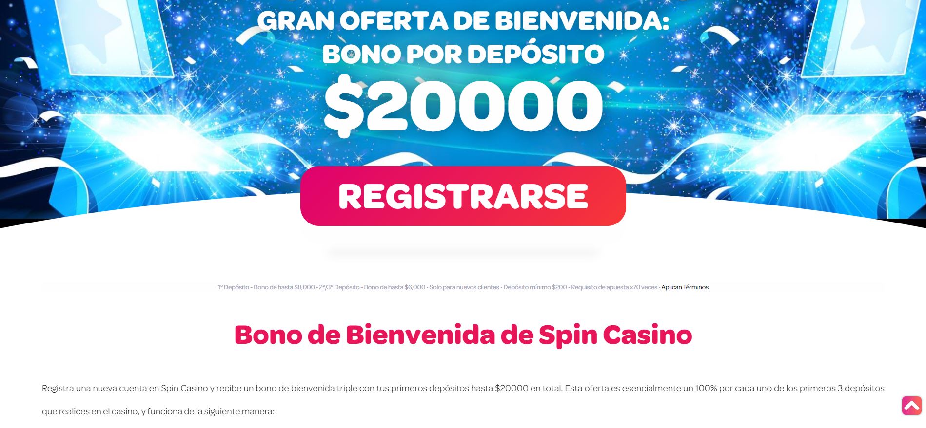 bono e promozione del Spin Casino Mexico
