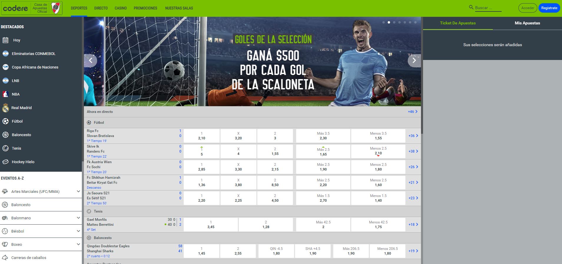 Disfruta en Codere-Argentina de las mejores apuestas deportivas online'