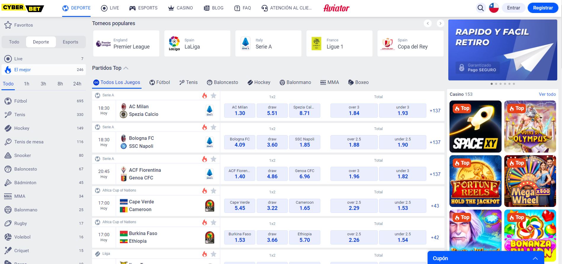 Disfruta en Cyber.bet Chile de las mejores apuestas deportivas online
