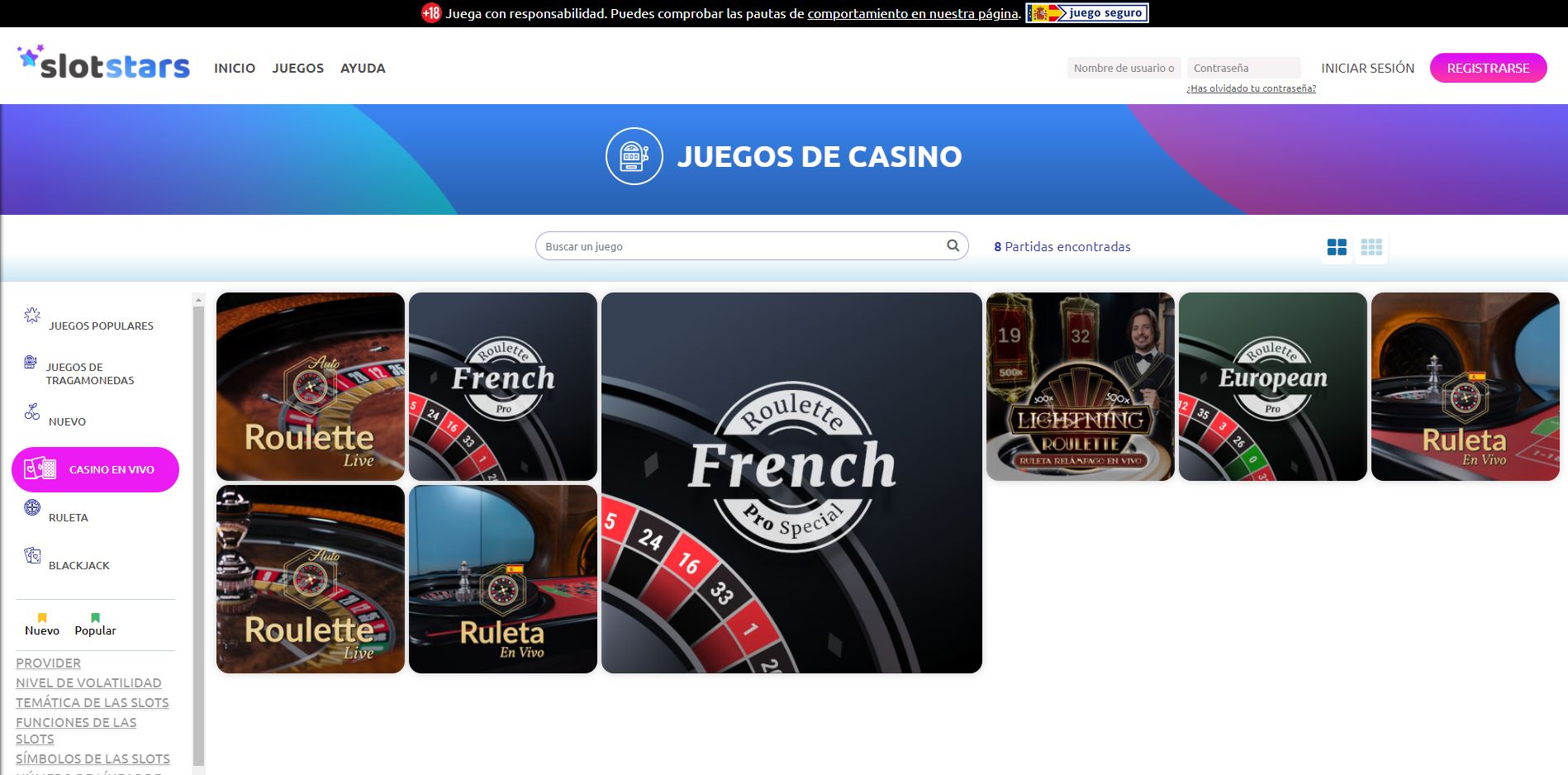 Disfruta del casino en vivo y juega a tu juego favorito en SlotStars