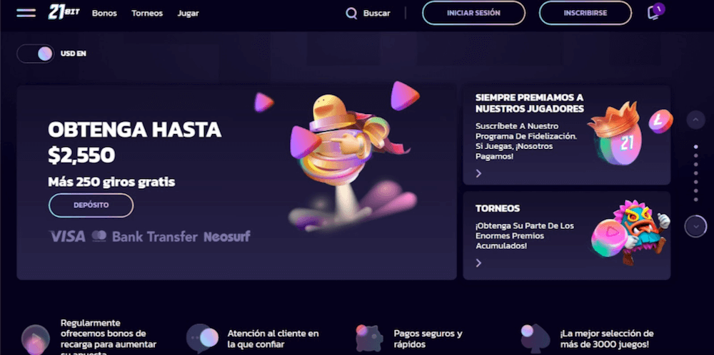 Paso 1. Accede a 21Bit Casino