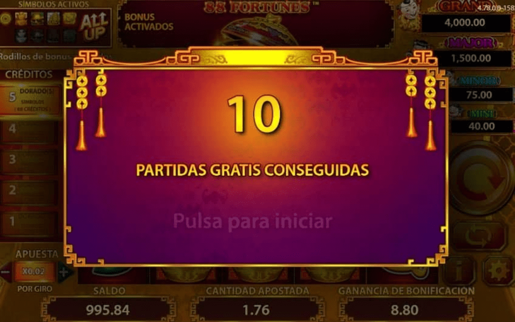 slot 88 Fortunes pantalla