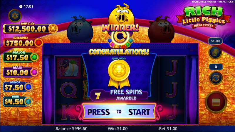Rich Little Piggies Meal Ticket slot